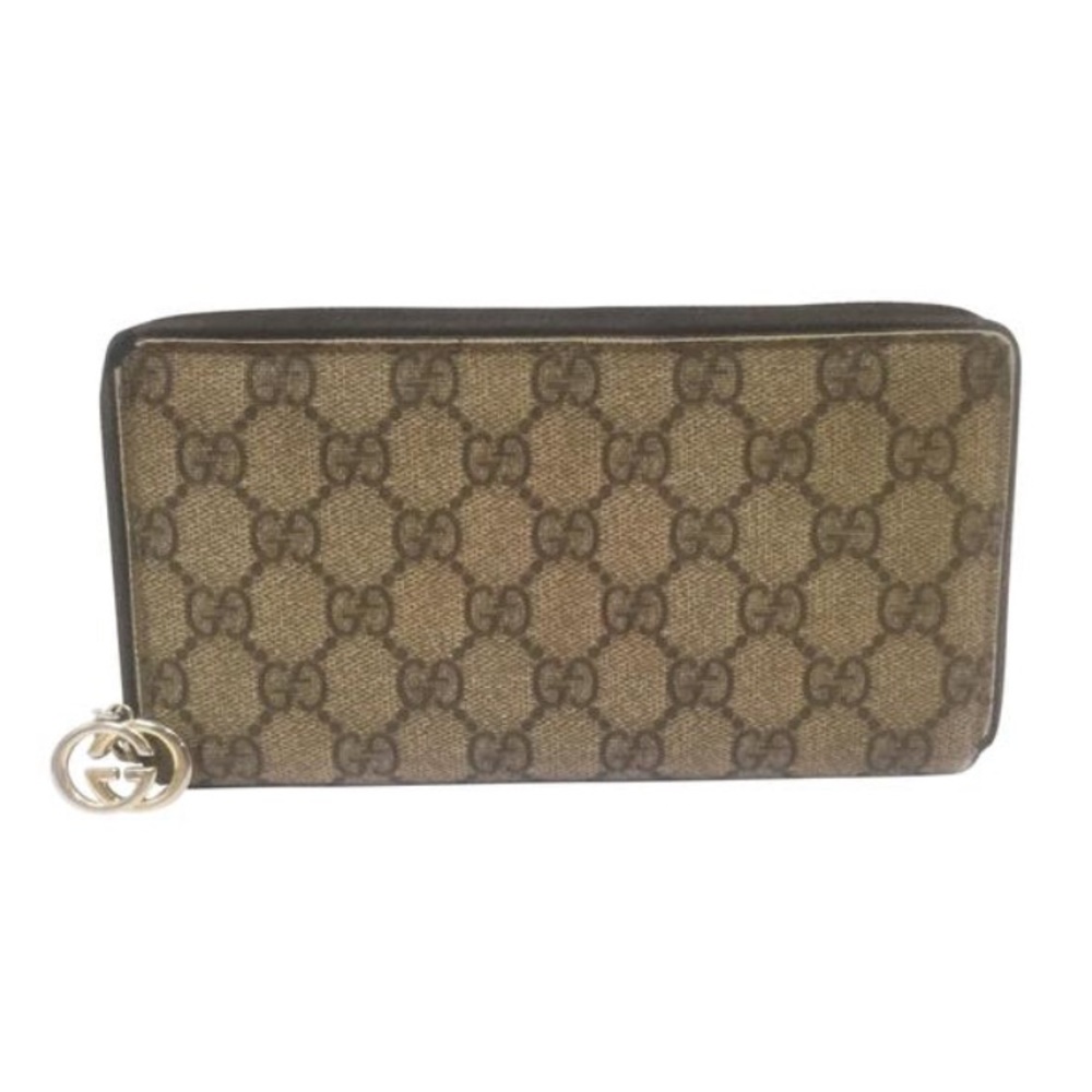 Gucci brown monogram coated canvas long wallet